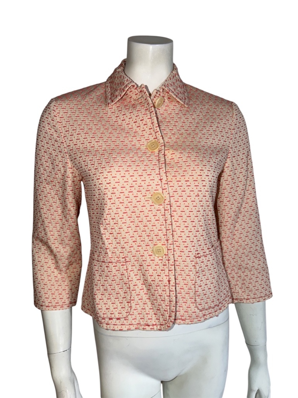 Weekend Max Mara coral pink ivory geometric button-down jacket Size 2
